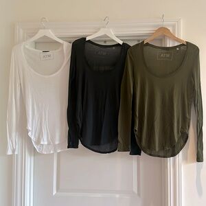 3 ATM Anthony Thomas Melillo Designer Collection Long Sleeve T-shirts.